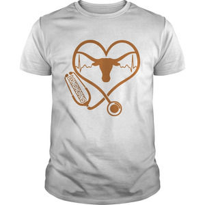 Texas Longhorns Football Nurse Stethoscope Love Heartbeat Shirt
